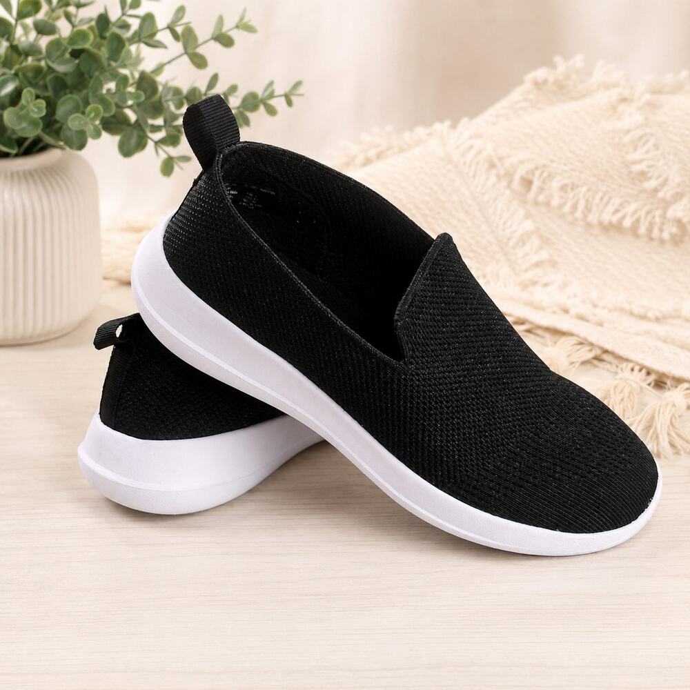 Memory Foam Slip On Shoes Women's Black Knit Comfort Sneakers Lightweight Size 7